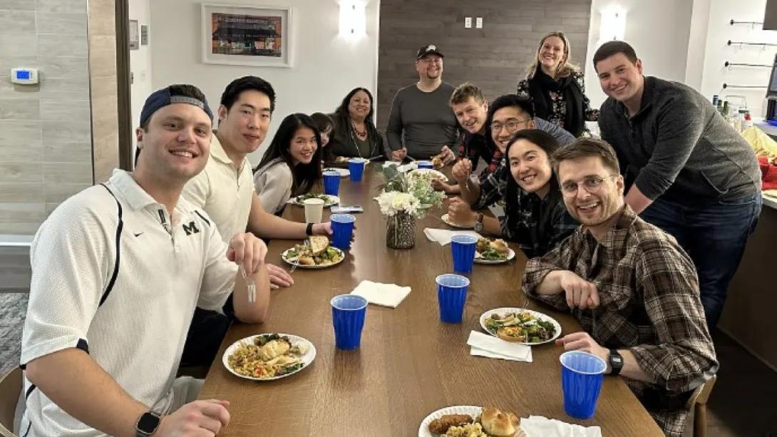 psychiatry residents at friends giving dinner