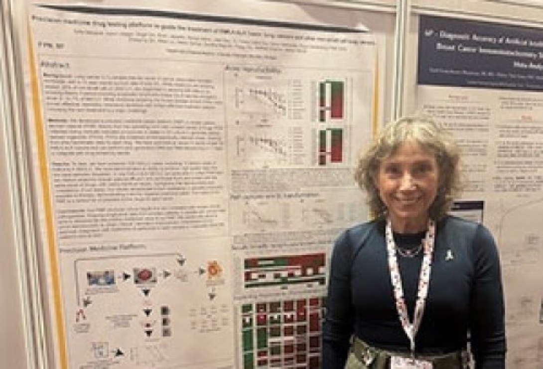 poster session with Dr. Sofia Merajver presented Precision medicine drug testing platform to guide the treatment of EML4-ALK fusion lung cancers in The Molecular Analysis for Precision Oncology Congress 2024 in London, UK
