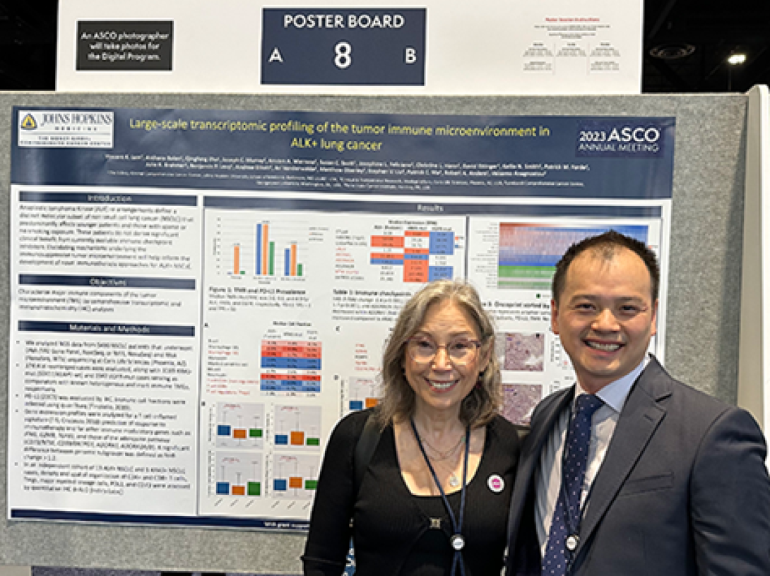 Poster with Dr. Sofia Merajver and Dr. Vincent Lam at the 2023 American Society of Clinical Oncology Meeting in Chicago, IL