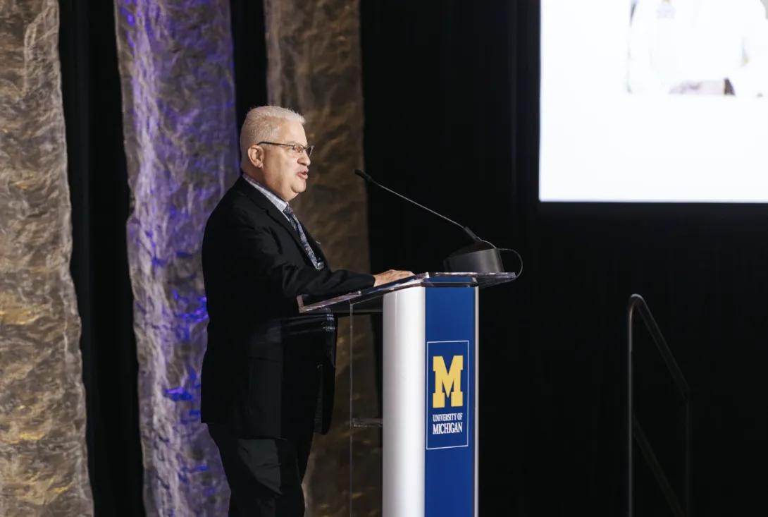 man presentation at a symposium