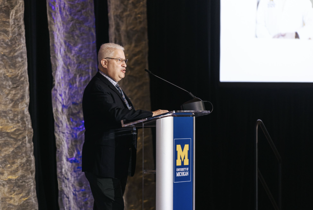 man presentation at a symposium