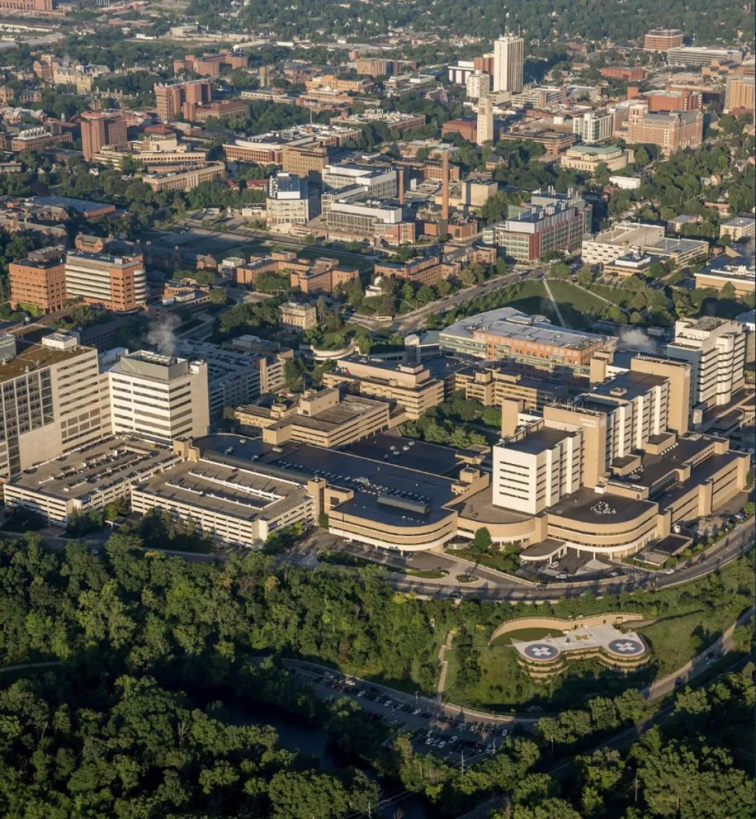 areal view of U-M campus