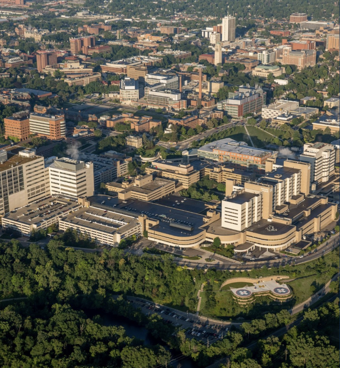 areal view of U-M campus