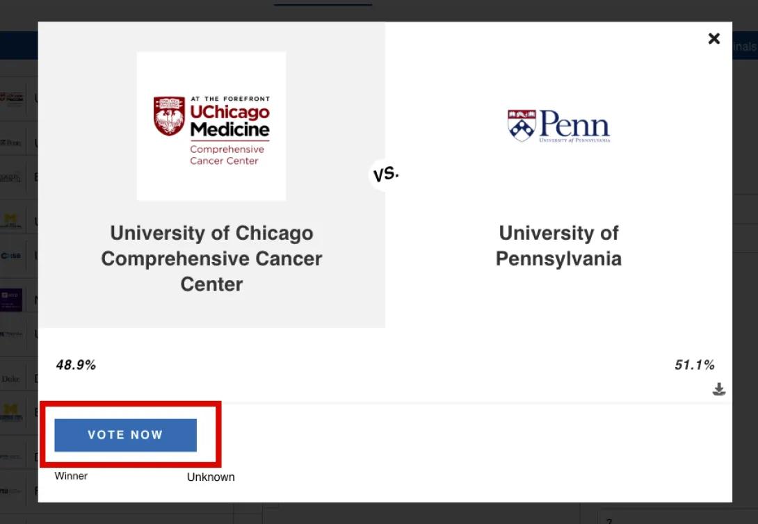A red rectangle is around the "vote now" link box