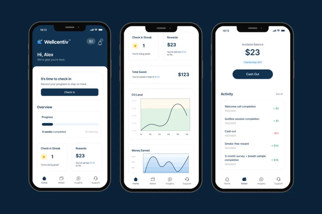 screenshots of a phone app