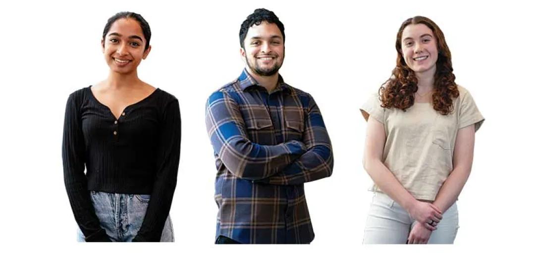 CaRSIP students, (left to right) Navya Valvala, Abhishek Mahesh and Leah Arbitman