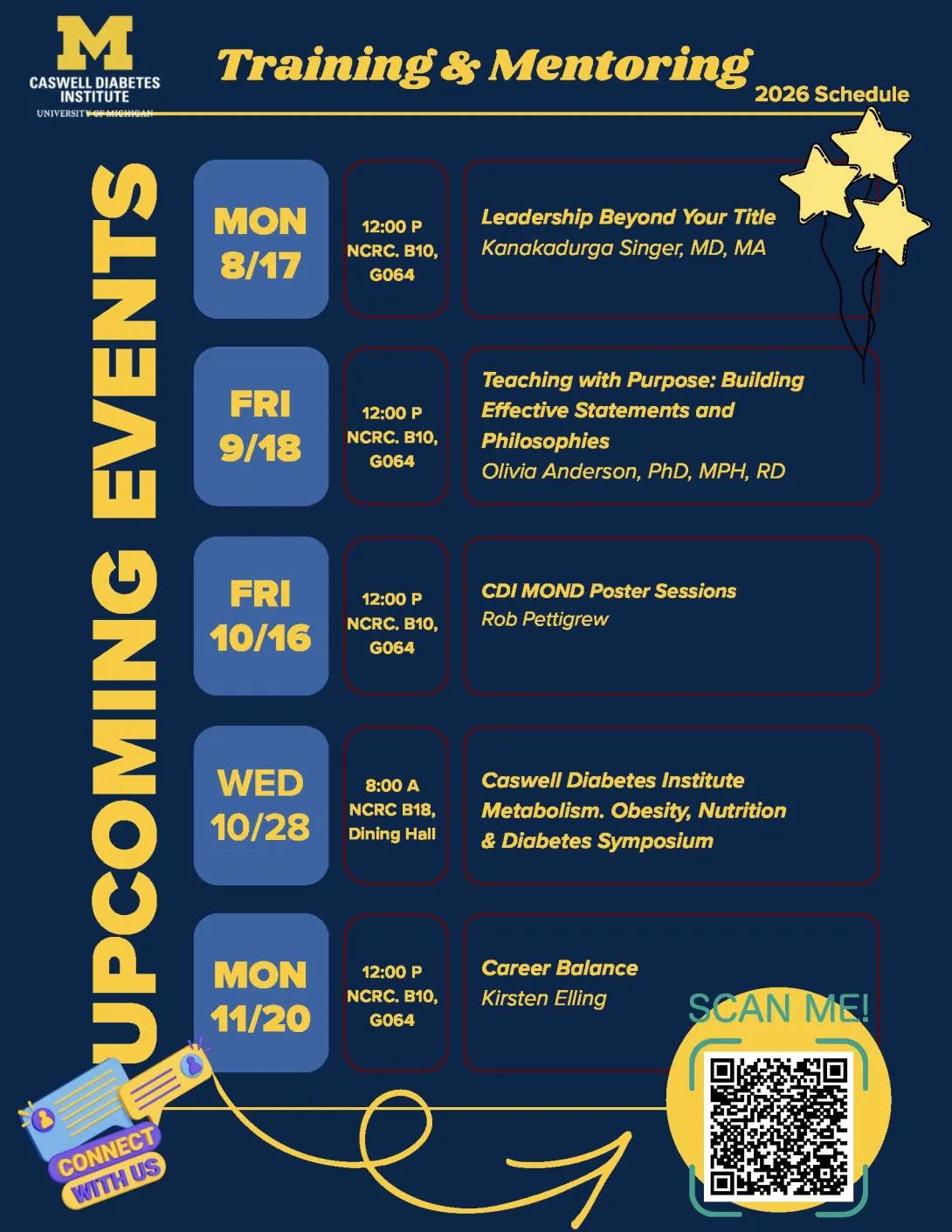 Training and Mentoring 2026 Schedule 