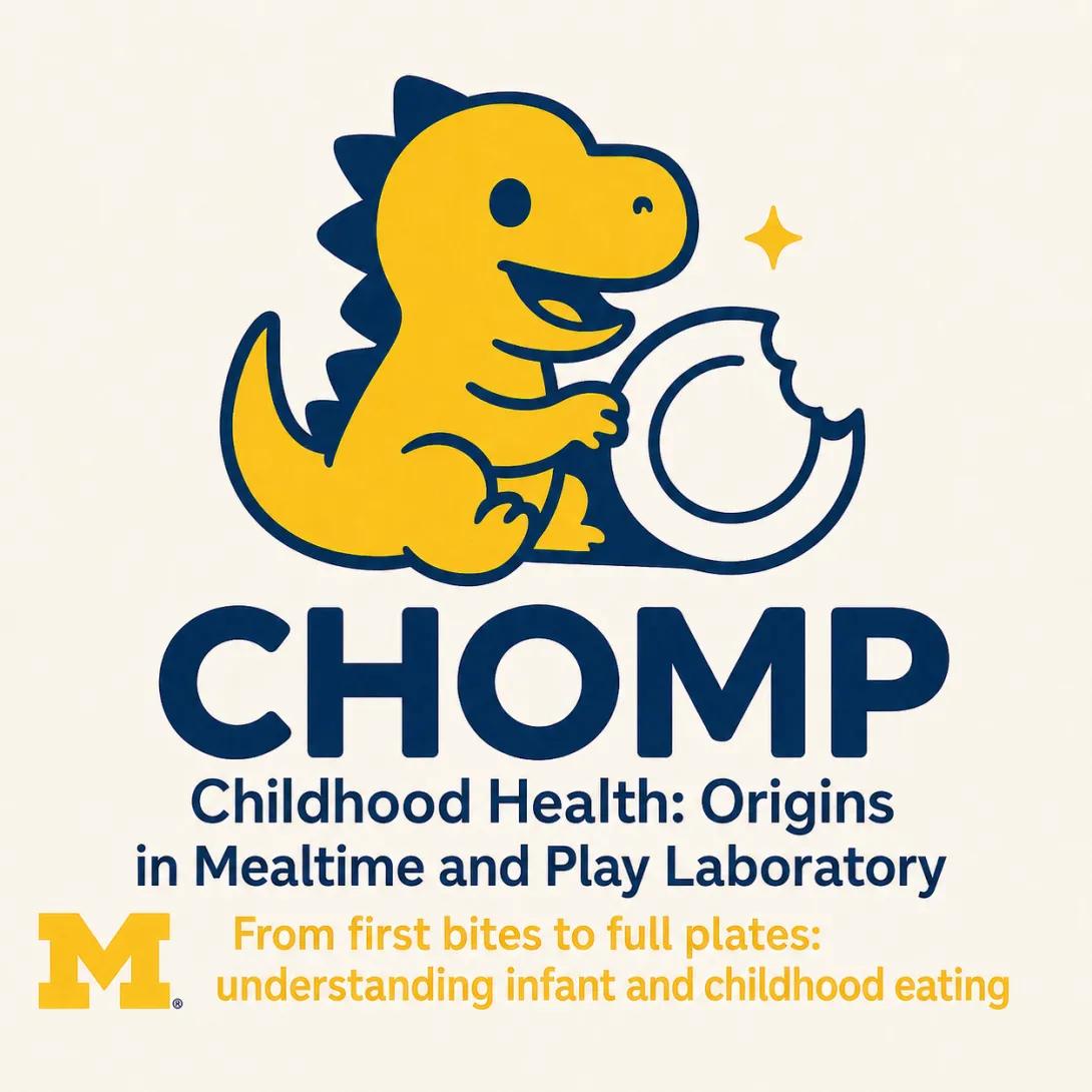 logo for CHOMP: Childhood Health: Origins in Mealtime and Play Laboratory, from first bites to full plates: understanding infant and childhood eating