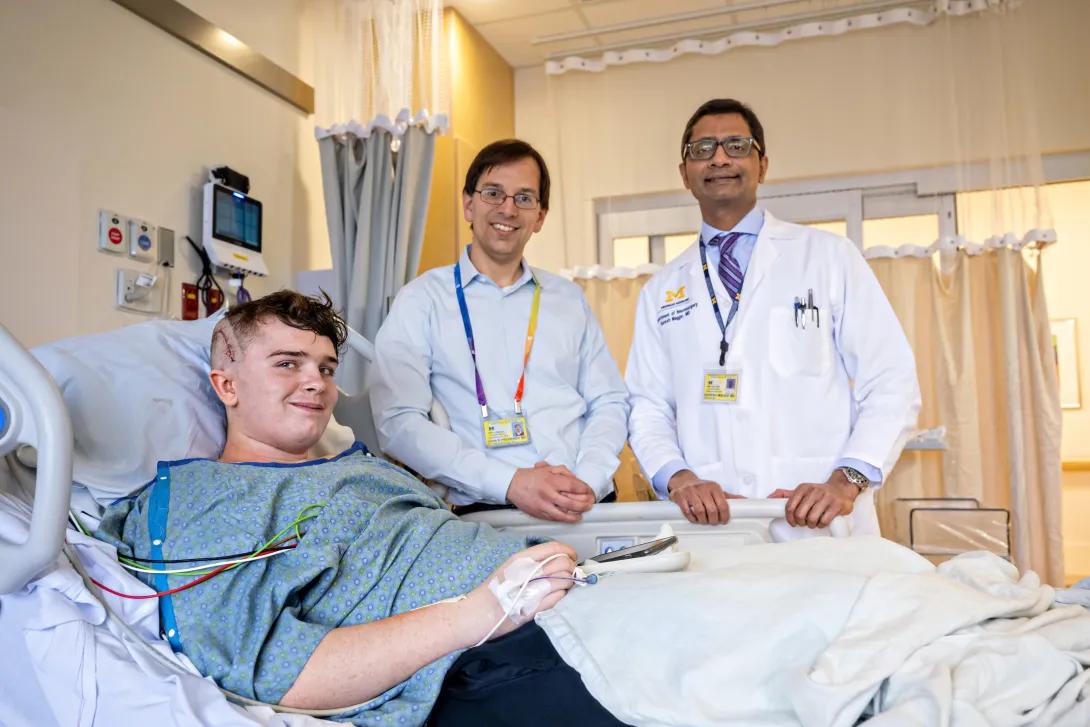 Dr. Magge and Dr. Prensner with a pediatric brain tumor patient.
